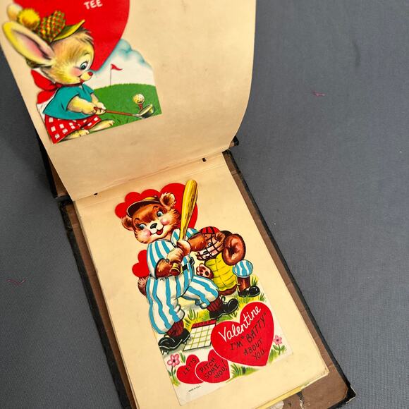 VTG 1940s 50s Valentine Card Scrapbook Lot Antique Photo Album Die-Cut Lithos - Picture 4 of 16
